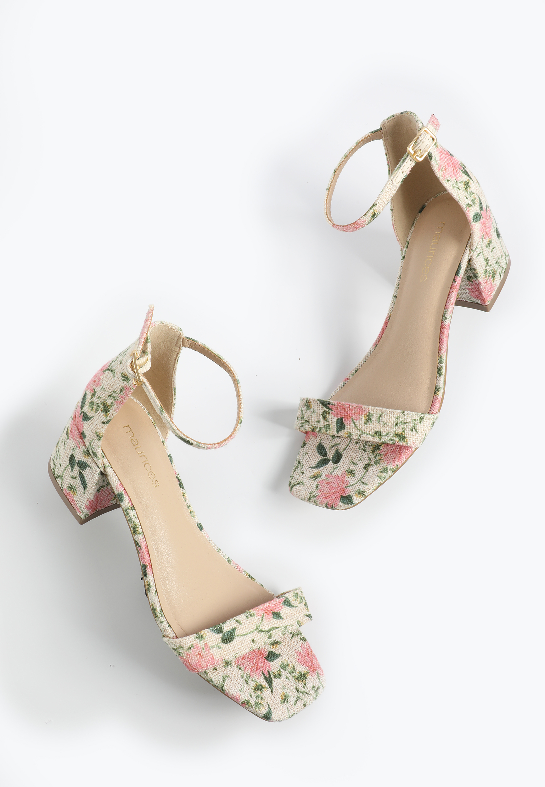 SuperCush Floral Open Toe Block Heel Sandals