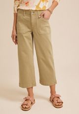 Stretch Twill High Rise Cropped Wide Leg Pant, C155, small