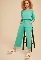 Cloud Scuba Knit High Rise Wide Leg Cropped Pant, C1927, small