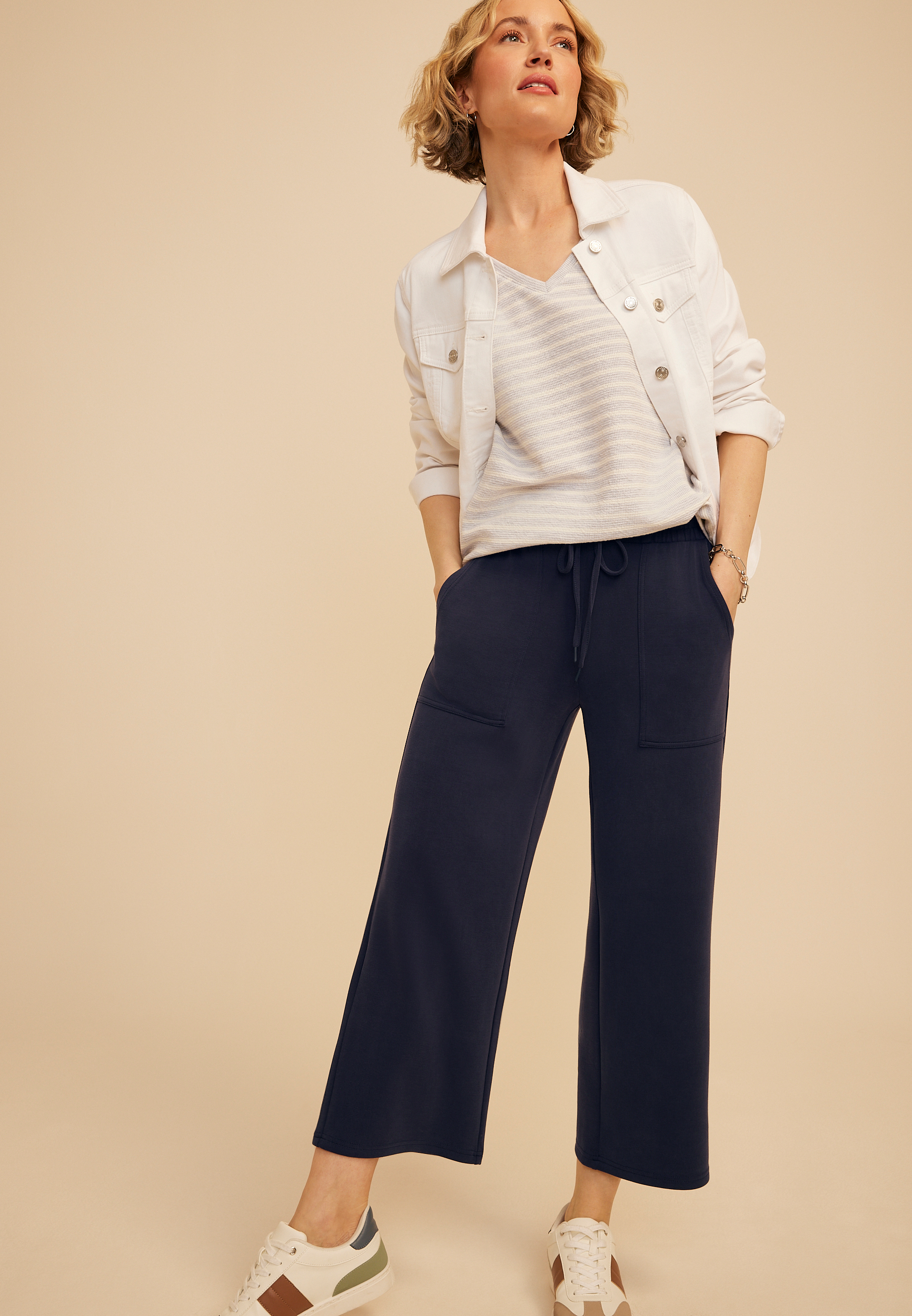 Cloud Scuba Knit High Rise Wide Leg Cropped Pant - thumbnail 8
