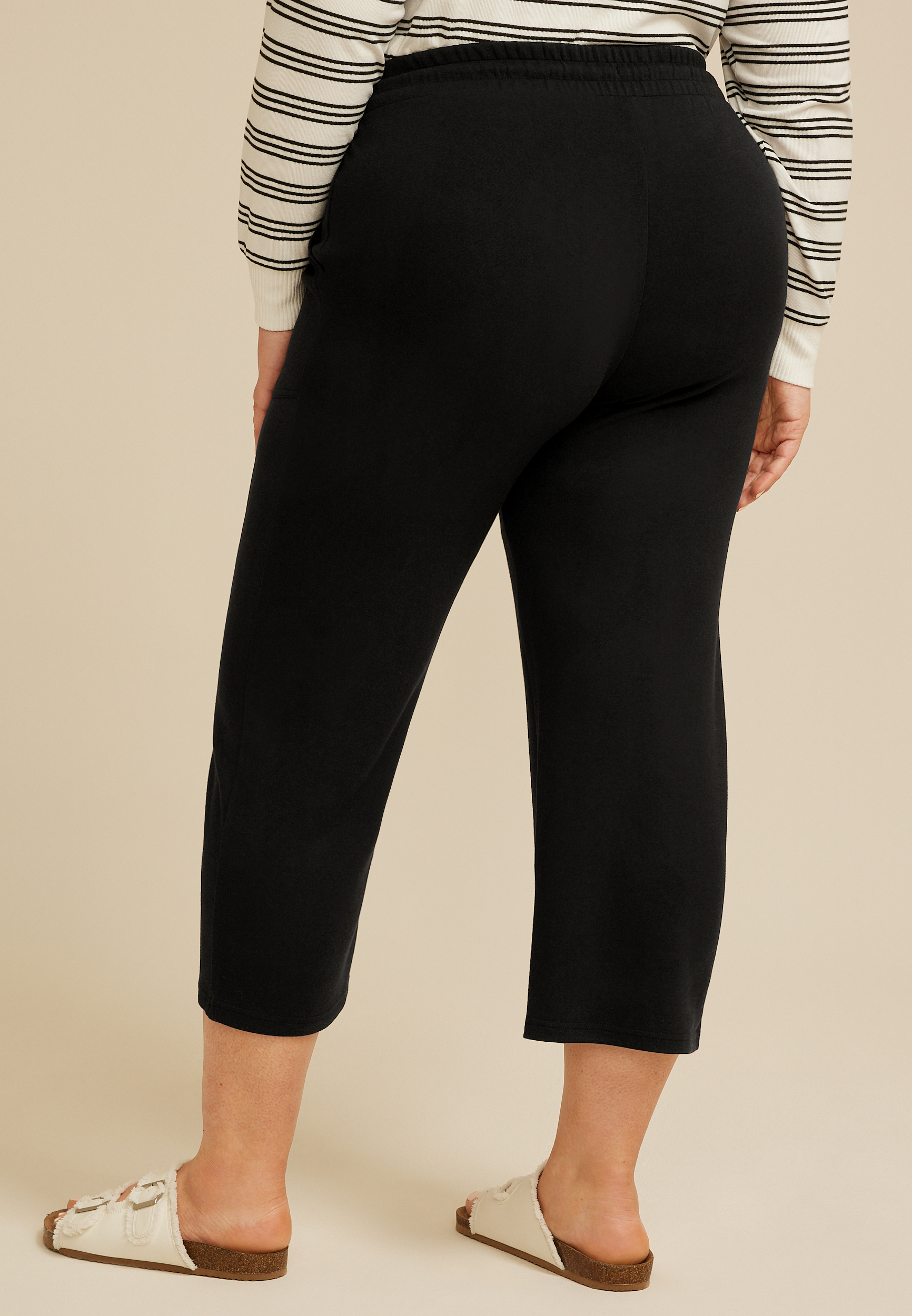 Plus Size Cloud Scuba Knit High Rise Wide Leg Cropped Pant | maurices