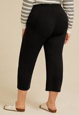 Plus Size Cloud Scuba Knit High Rise Wide Leg Cropped Pant, C106, small