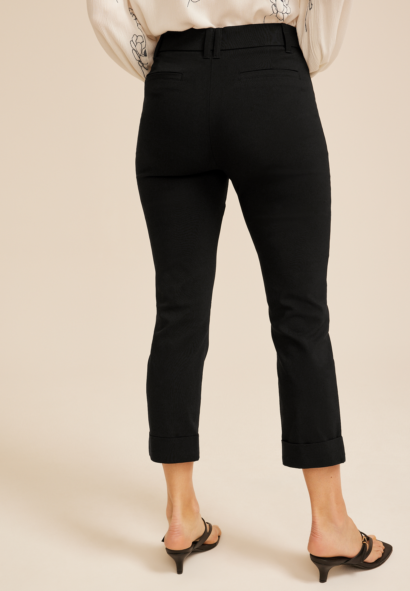Bengaline High Rise Cuffed Slim Straight Cropped Pant - thumbnail 2