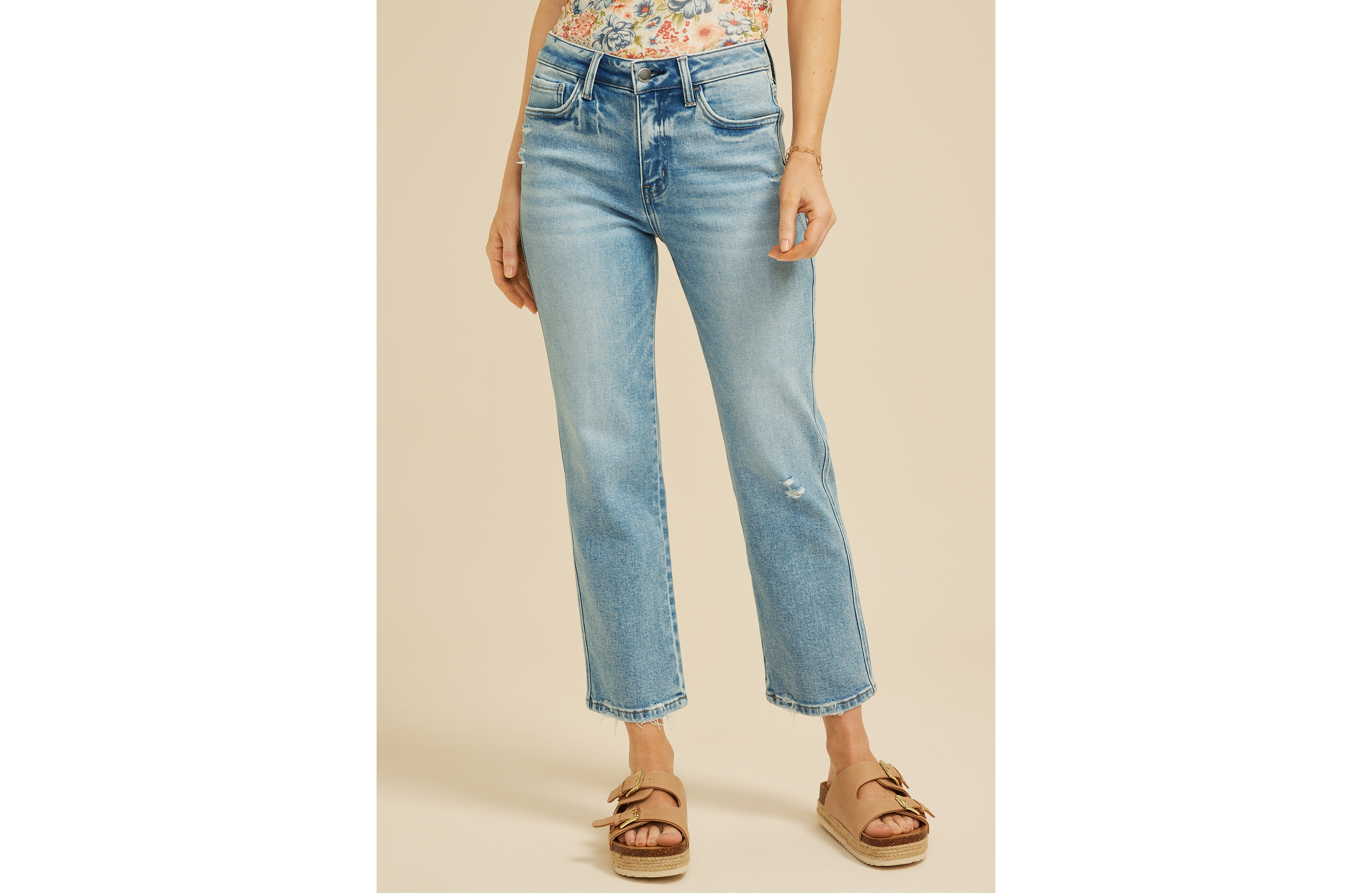 Flying Monkey™ High Rise Ripped Hem Ankle Straight Jean