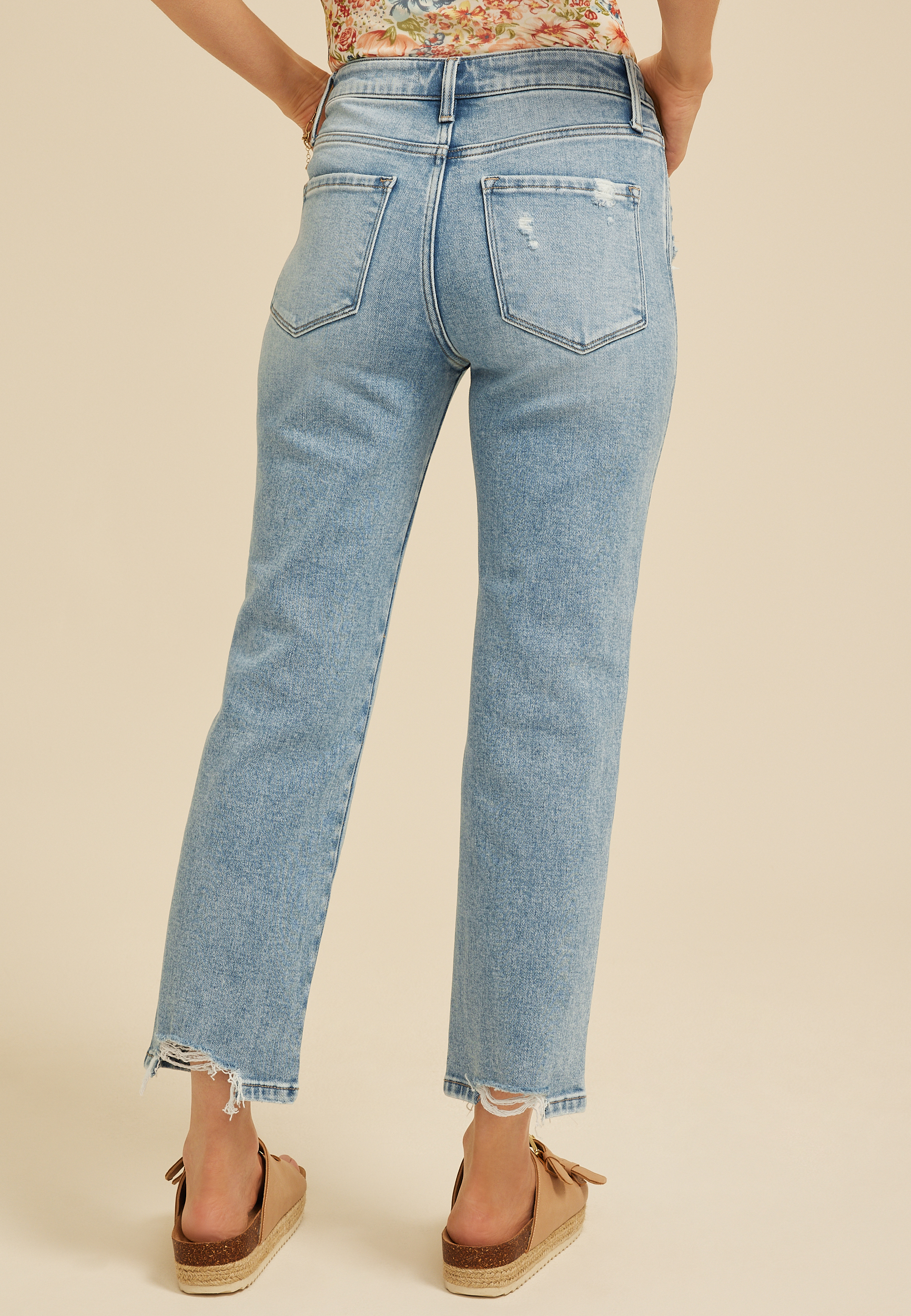 Flying Monkey&trade; High Rise Ripped Hem Ankle Straight Jean, C2806, large