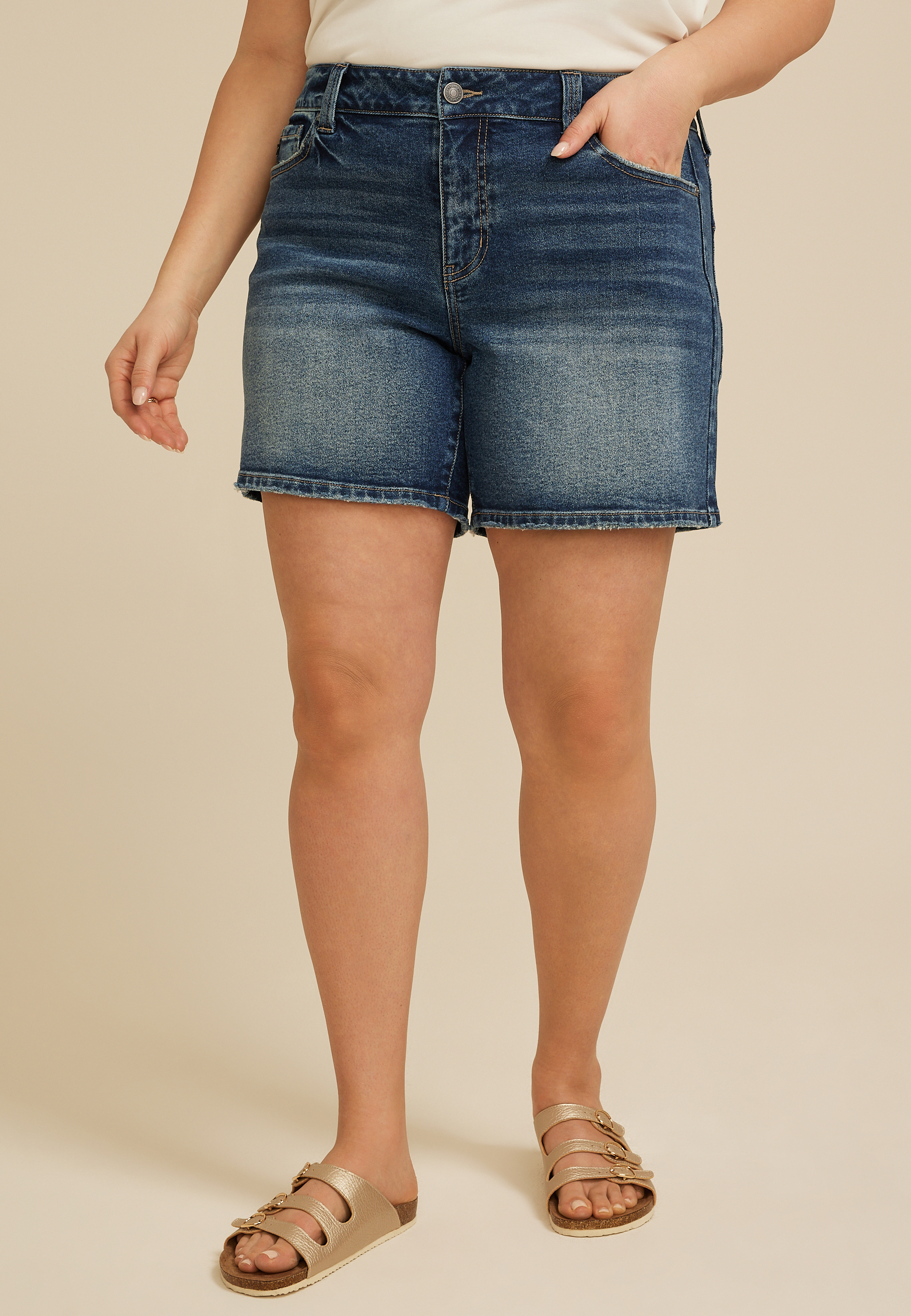Plus Size KanCan&trade; High Rise Relaxed 7in Mom Short