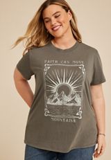 Plus Size Faith Can Move Mountains Oversized Fit Graphic Tee, C829, small