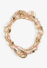 3 Pack Gold And Pink Bracelet Set, GOLD, small