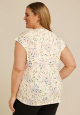 Plus Size 24/7 Magnolia Floral V Neck Tee, C5487, small