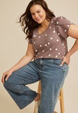 Plus Size 24/7 Holland Polka Dot Scoop Tee, C9867, small