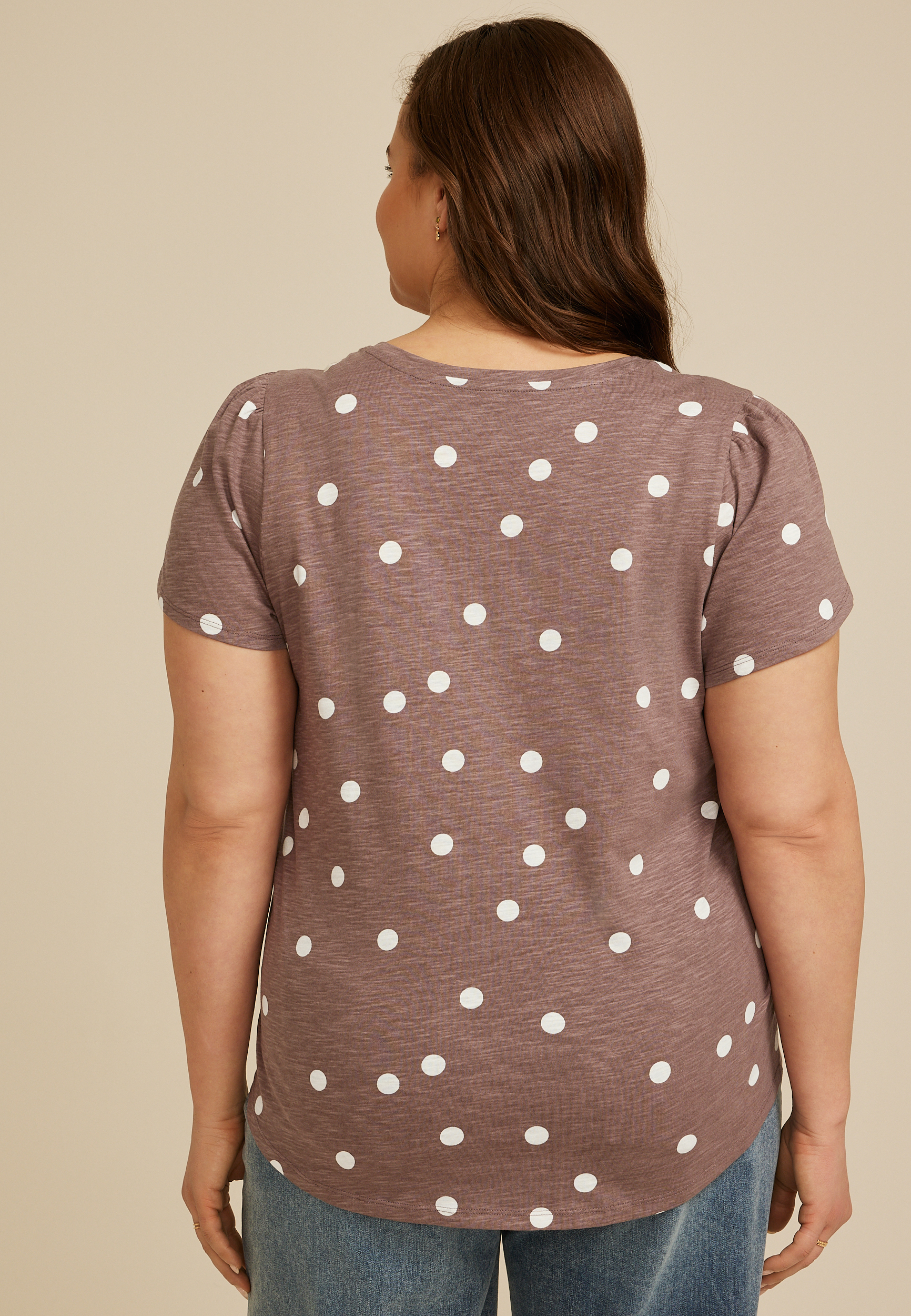 Plus Size 24/7 Holland Polka Dot Scoop Tee, C9867, large