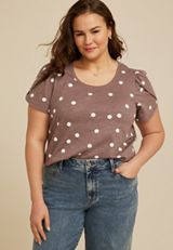 Plus Size 24/7 Holland Polka Dot Scoop Tee, C9867, small