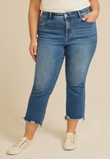Plus Size Flying Monkey&trade; Dark High Rise Fray Hem Kick Flare Jean, C258, small