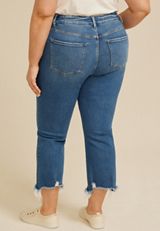 Plus Size Flying Monkey&trade; Dark High Rise Fray Hem Kick Flare Jean, C258, small