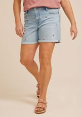 Plus Size m jeans by maurices&trade; Floral Embroidered High Rise 6in Short, C3337, small