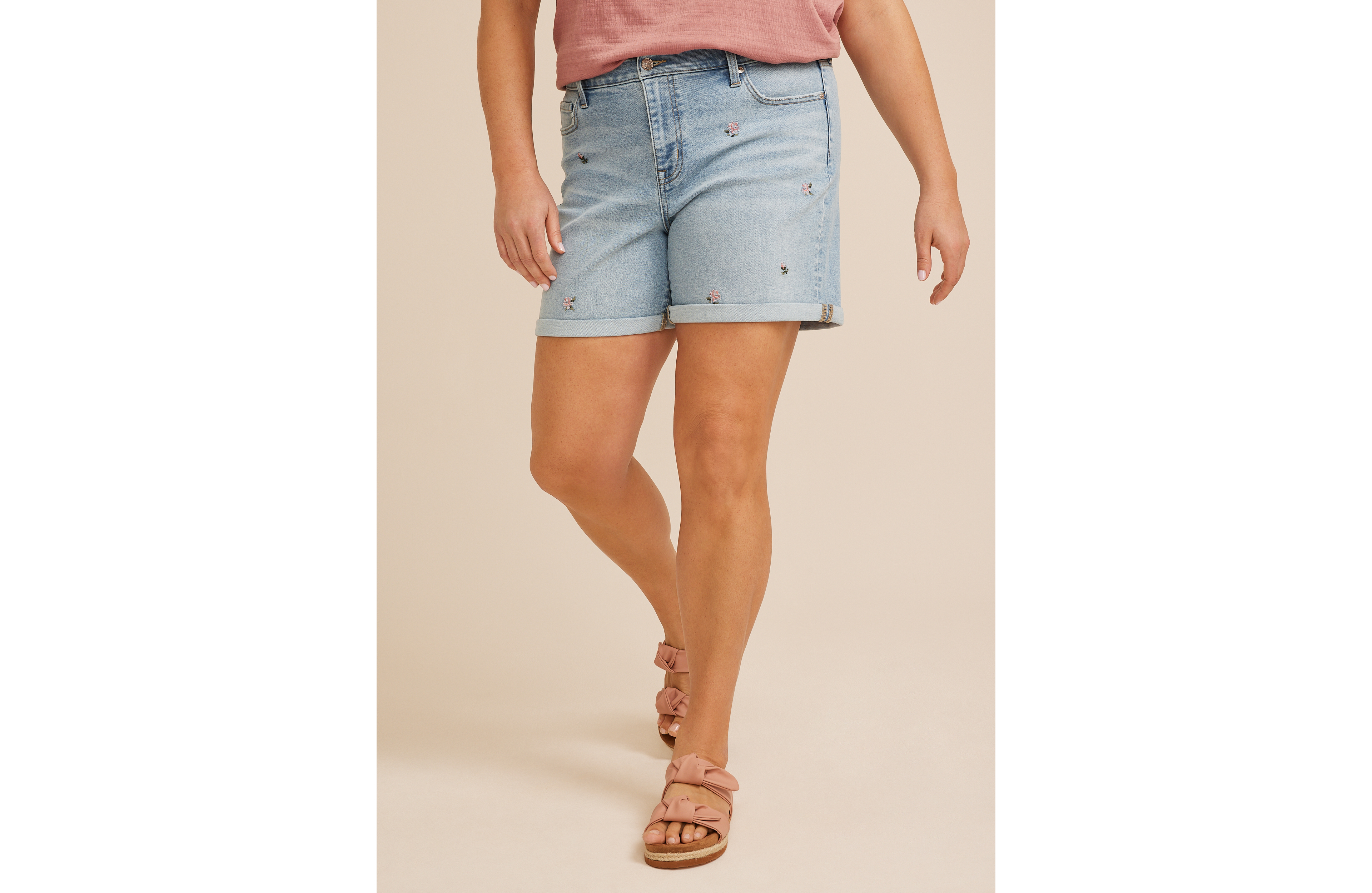 Plus m jeans by maurices™ Floral Embroidered High Rise 6in Short