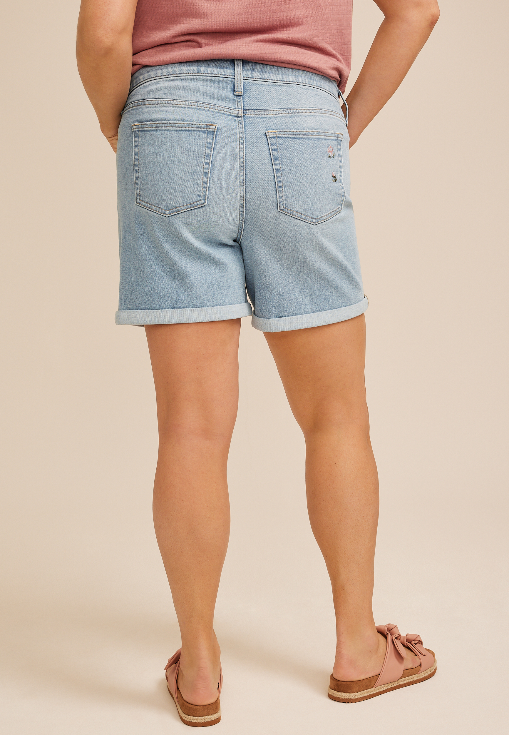 Plus Size m jeans by maurices&trade; Floral Embroidered High Rise 6in Short, C3337, large