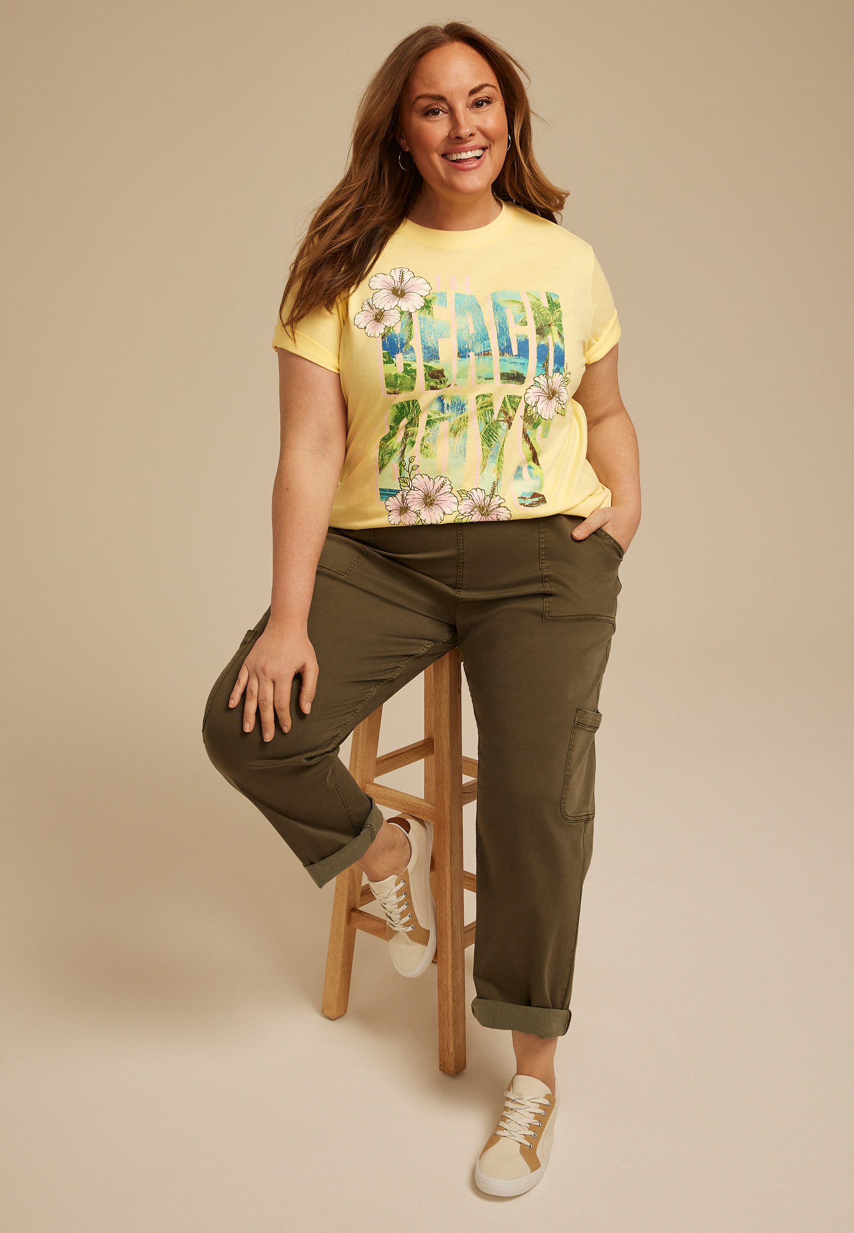 Plus Size Beach Boys Oversized Fit Graphic Tee, C5448, large