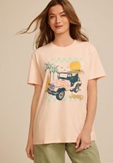Retro Jeep Oversized Fit Graphic Tee, PEACH POWDER, small