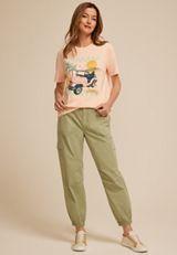 Retro Jeep Oversized Fit Graphic Tee, PEACH POWDER, small