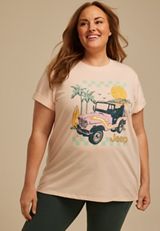 Plus Size Retro Jeep Oversized Fit Graphic Tee, C5378, small