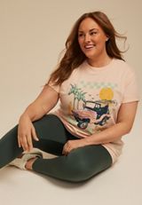 Plus Size Retro Jeep Oversized Fit Graphic Tee, C5378, small