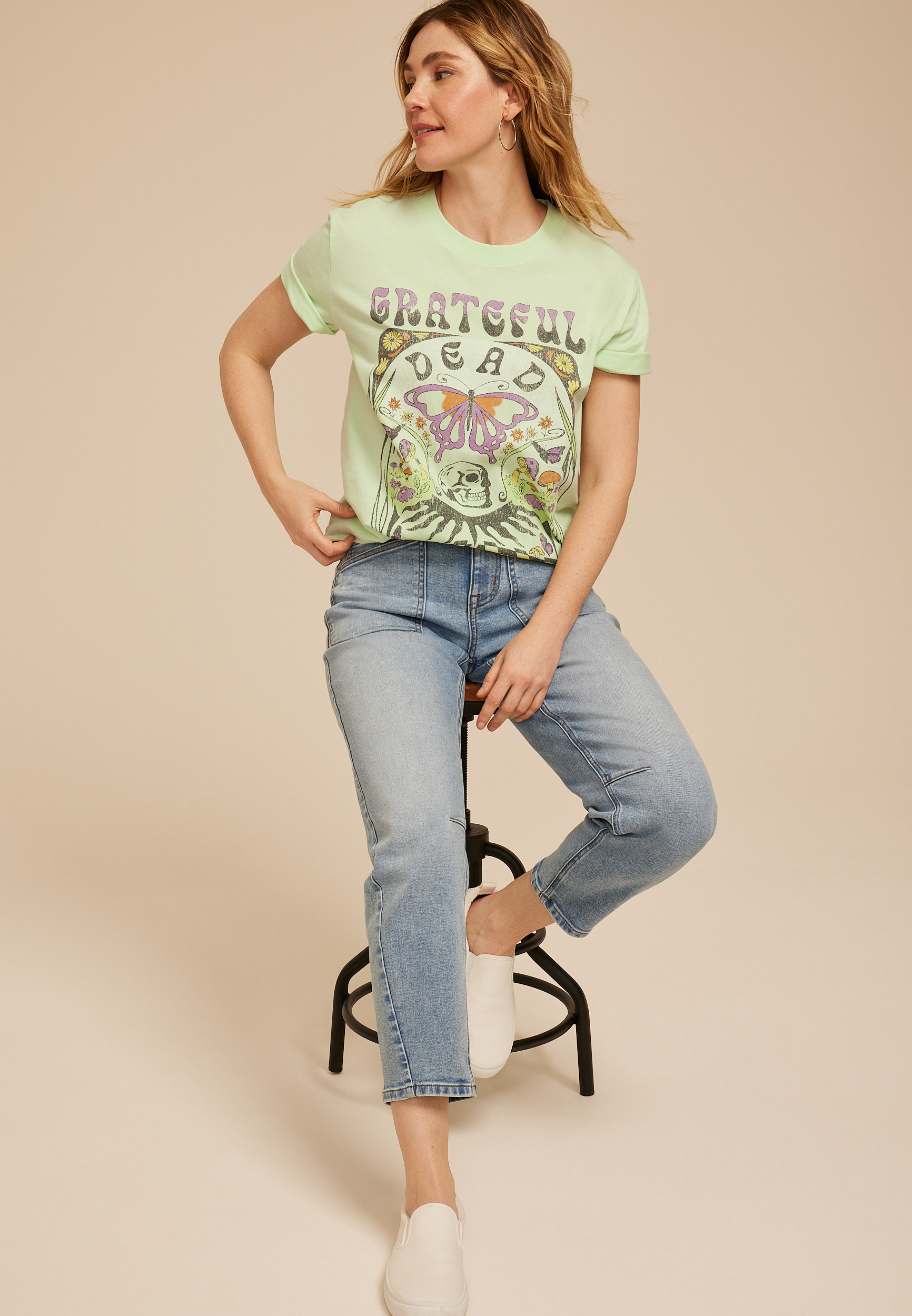 Grateful Dead Oversized Fit Graphic Tee, MINT, large