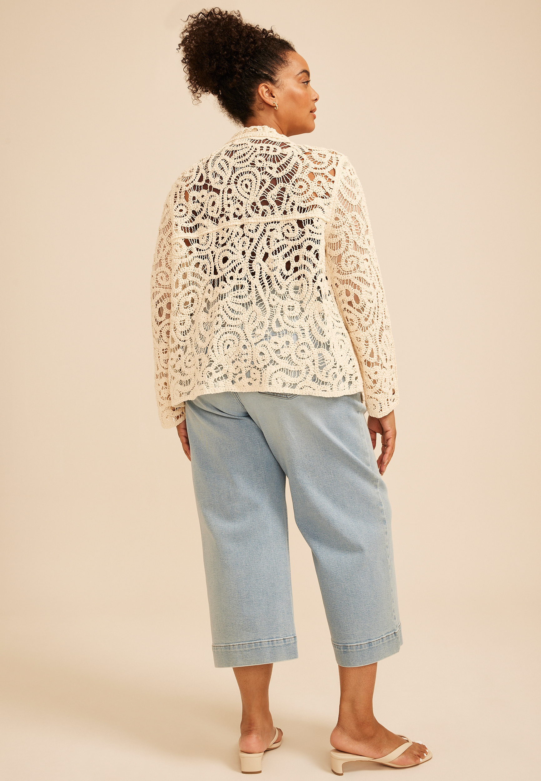 Plus Size Crochet Lace Shacket, C254, large