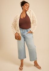 Plus Size Crochet Lace Shacket, C254, small