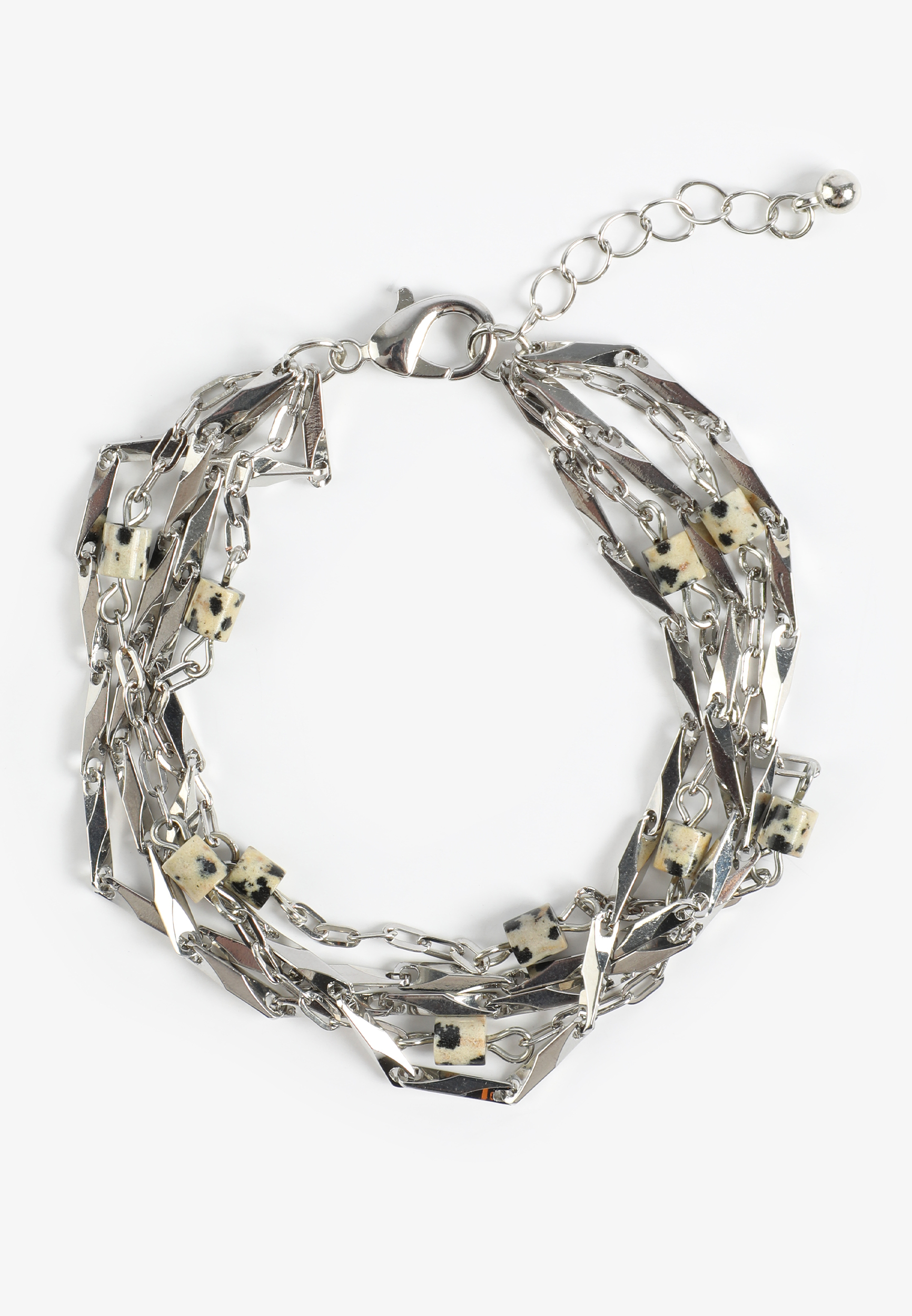 Silver Faux Dalmation Stone Bracelet
