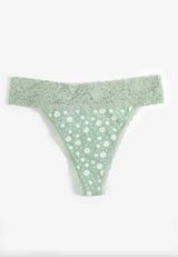 Simply Comfy Cotton Floral Print Thong Panty, GREEN BAY COMBO, small