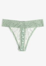 Simply Comfy Cotton Floral Print Thong Panty, GREEN BAY COMBO, small
