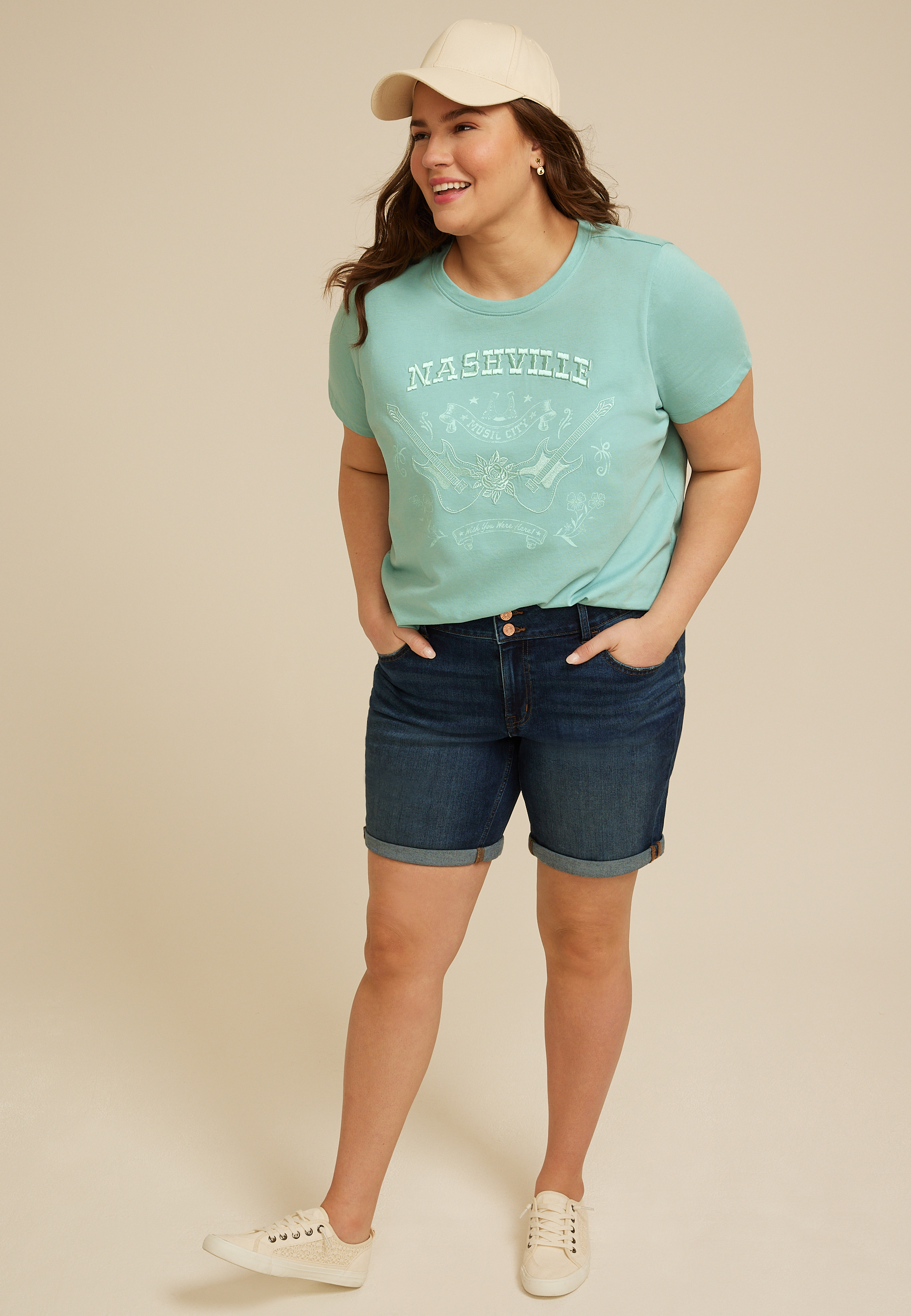 Plus Size Nashville Embroidered Classic Fit Graphic Tee, C8707, large