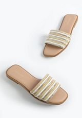 SuperCush Metallic Woven Strap Flat Sandal, C5967, small