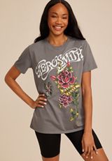 Aerosmith Oversized Fit Graphic Tee, PEWTER, small