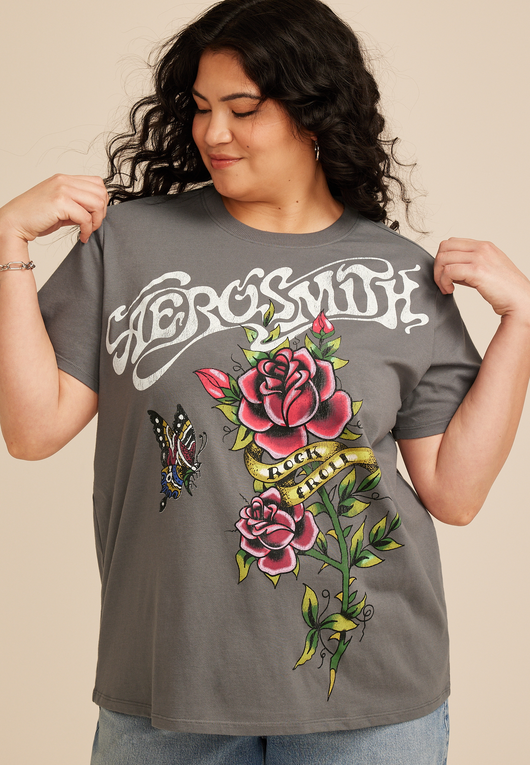 Plus Size Aerosmith Oversized Fit Graphic Tee