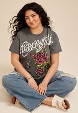 Plus Size Aerosmith Oversized Fit Graphic Tee, PEWTER, small