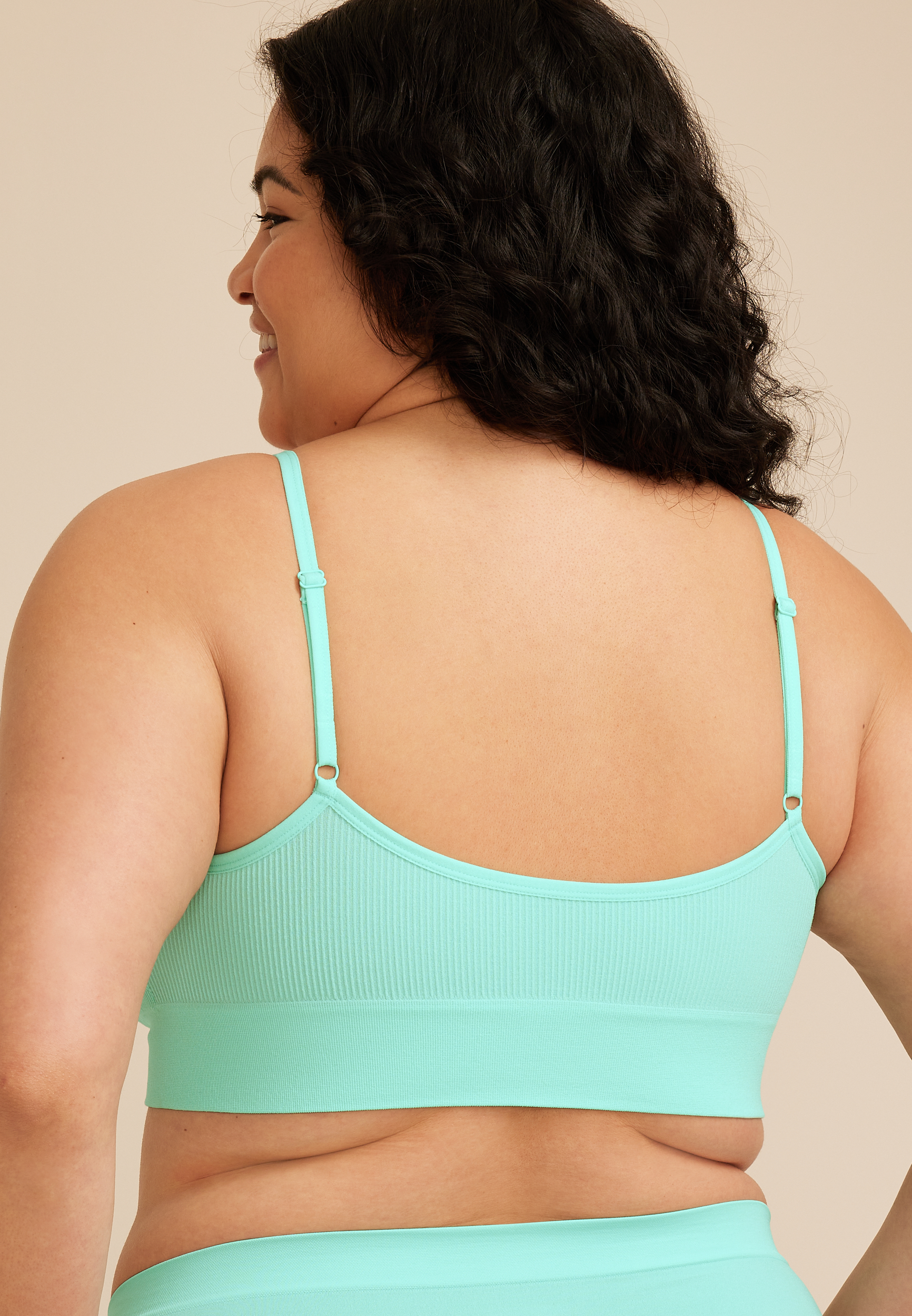 True Stretch Ribbed Seamless V Neck Bralette
