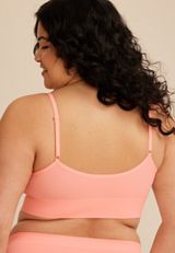 True Stretch Ribbed Seamless V Neck Bralette, LUCENT MELON, small