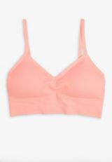 True Stretch Ribbed Seamless V Neck Bralette, LUCENT MELON, small