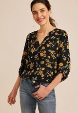 Atwood Floral 3/4 Sleeve Popover Blouse, C1756, small