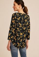 Atwood Floral 3/4 Sleeve Popover Blouse, C1756, small