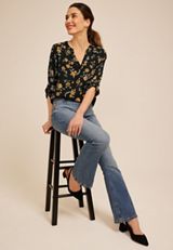 Atwood Floral 3/4 Sleeve Popover Blouse, C1756, small