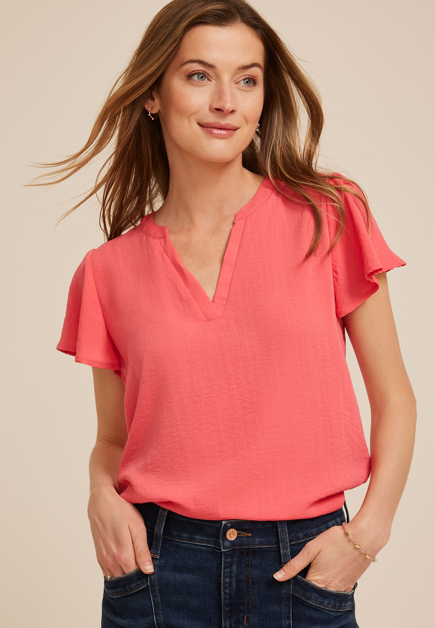 Atwood Flutter Sleeve Blouse