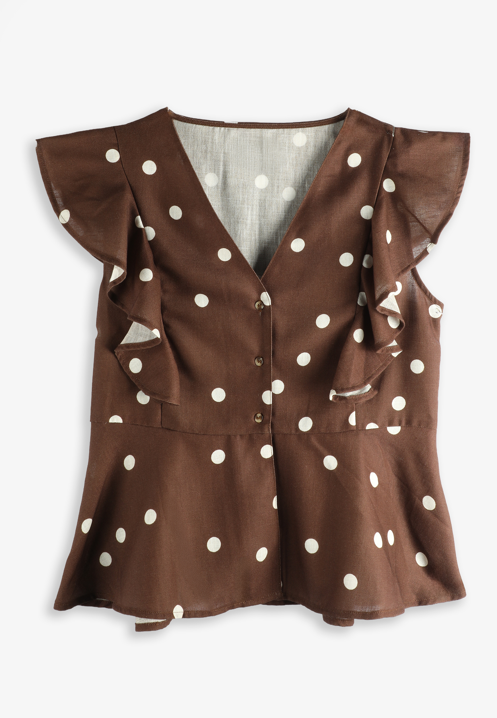 Polka Dot Ruffle Sleeve Blouse