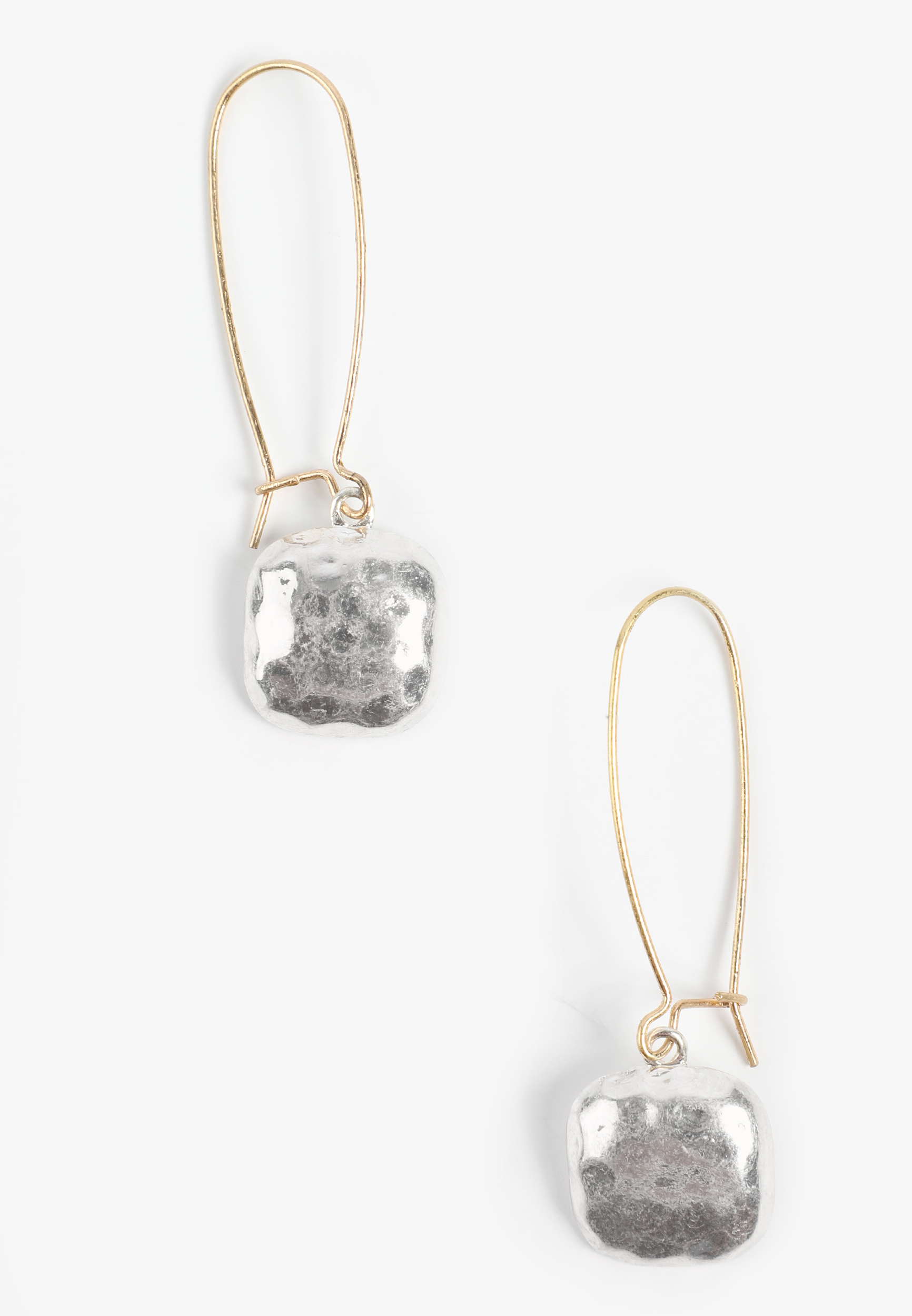 Mixed Metal Hammered Drop Earrings