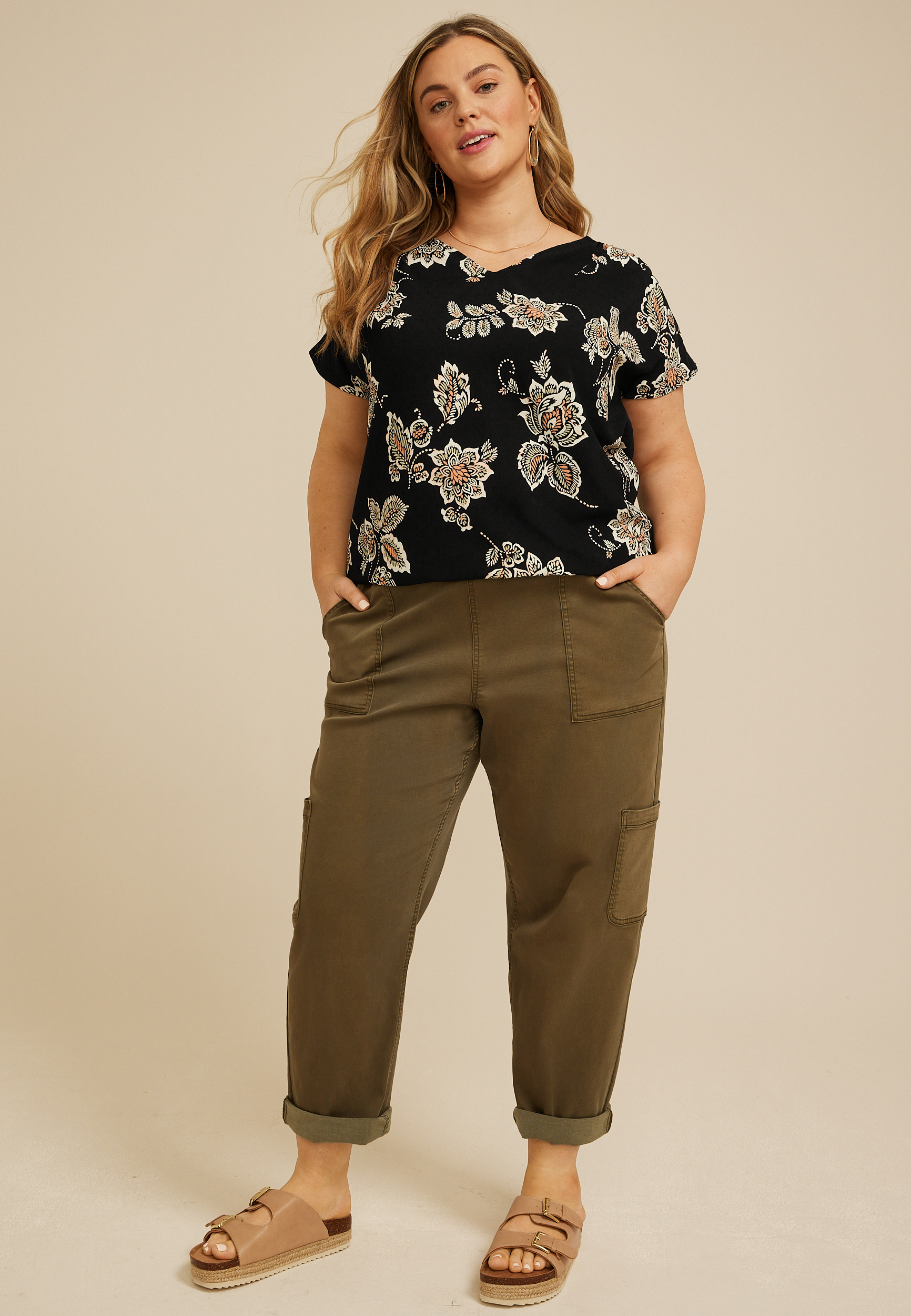 Plus Size Floral Dolman Sleeve Blouse