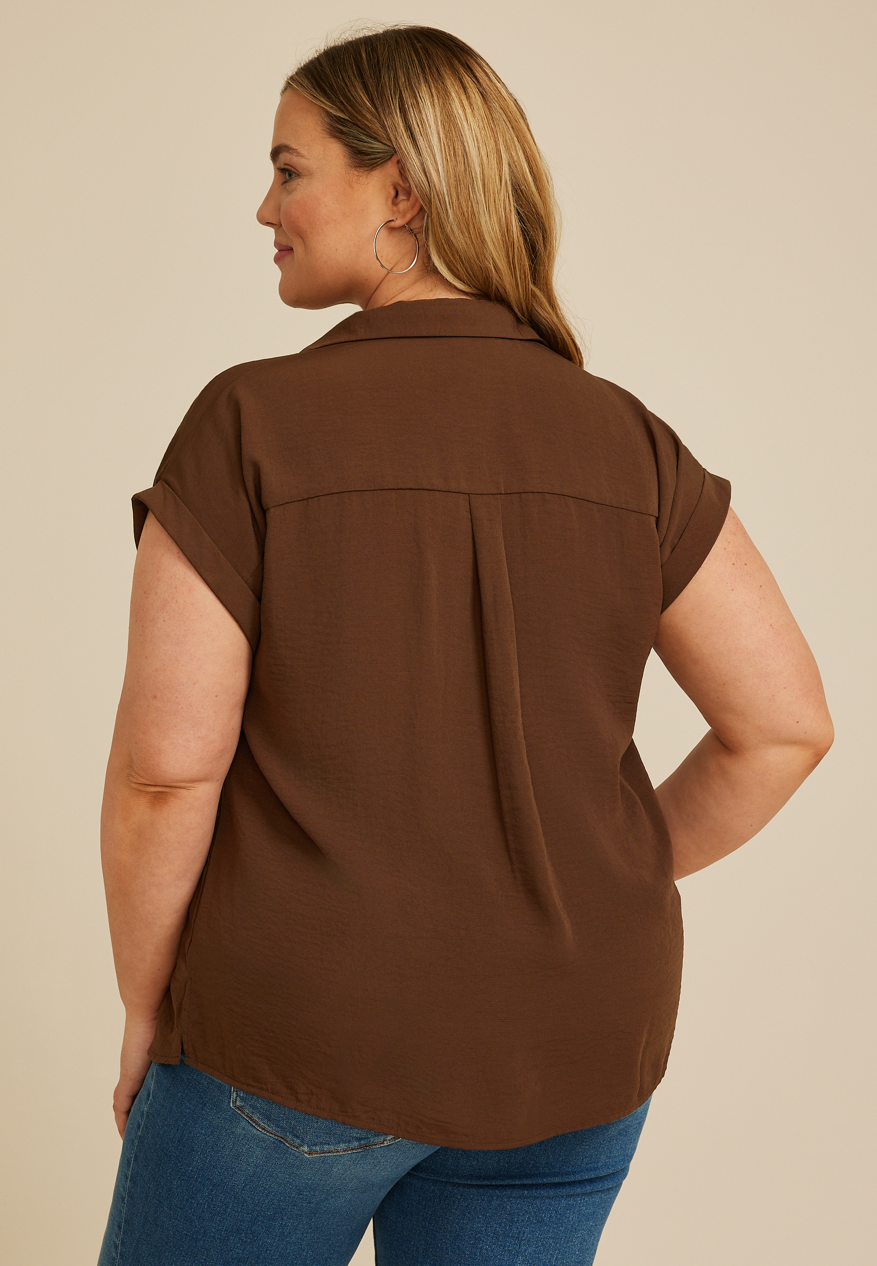 Plus Size Utility Button Down Shirt, C6058, large