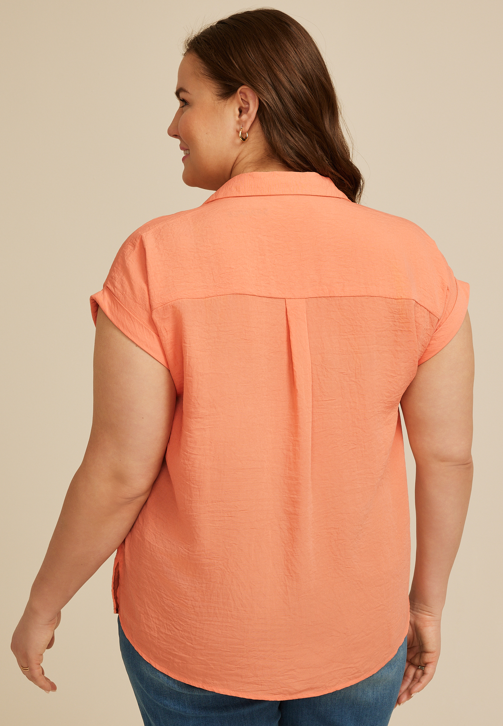 Plus Size Utility Button Down Shirt - thumbnail 8