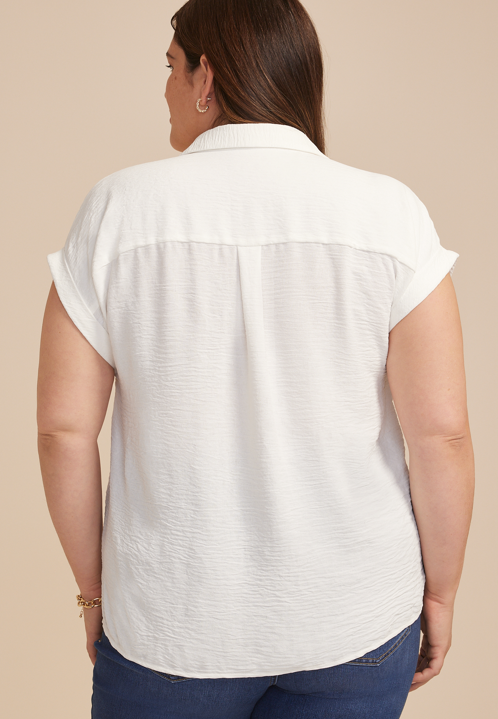 Plus Size Utility Button Down Shirt - thumbnail 2